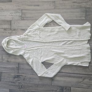 NWOT Justice Girls White Cream Sparkly Knit Long Cardigan - Size 16